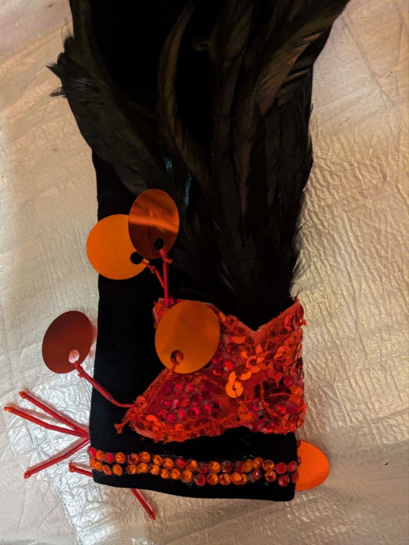 社交ダンスドレス 黒と赤 花の装飾スタンダードドレス