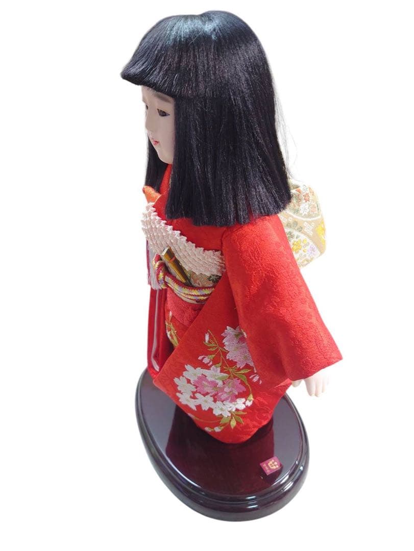 市松人形 正絹着物　公司作　ケース付伝統工芸品　日本人形