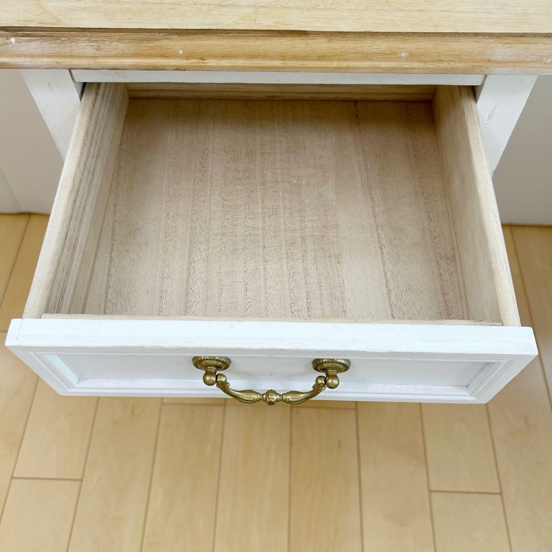 アンティーク　サイドチェスト　ブロカントシリーズ　ホワイトゴールドナイトテーブル