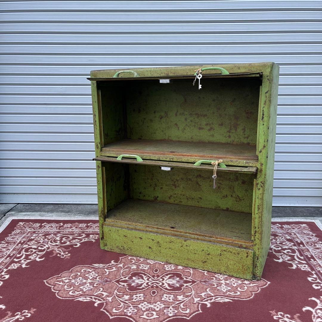 インダストリアル工業系◾️シャビーな風合い 2段キャビネット 整理棚/ レコード棚