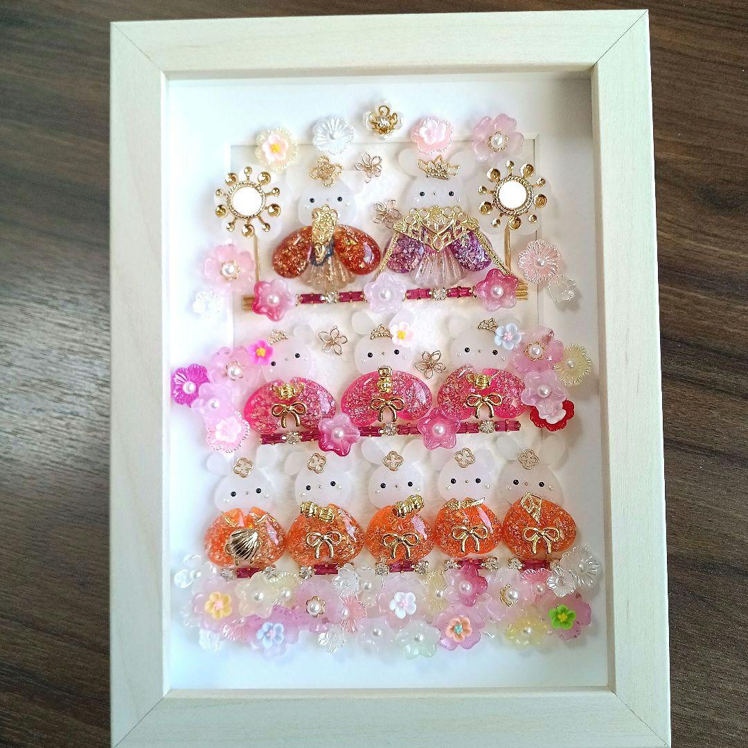 シーグラスアート　♡ひなまつり♡　うさねこver.　２Ｌサイズ程