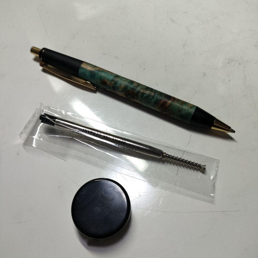 野原工芸似シャーペン　 BLUEスタビライズドウッド・ポプラ瘤杢 木軸ペン