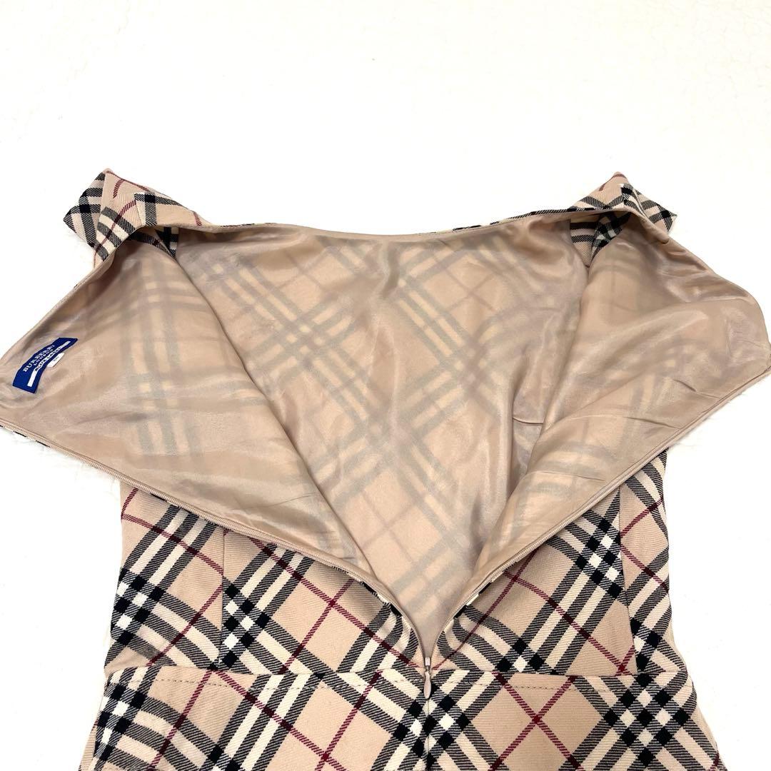 バーバリーブルーレーベル ノバチェック ワンピース 38 M ウール