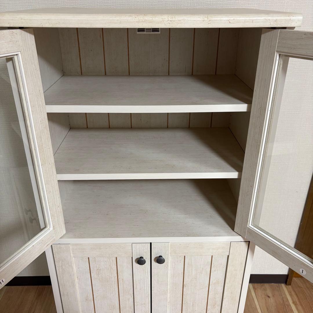 【即日発送対応】ニトリ リズバレー キャビネット ホワイト 食器棚 カントリー