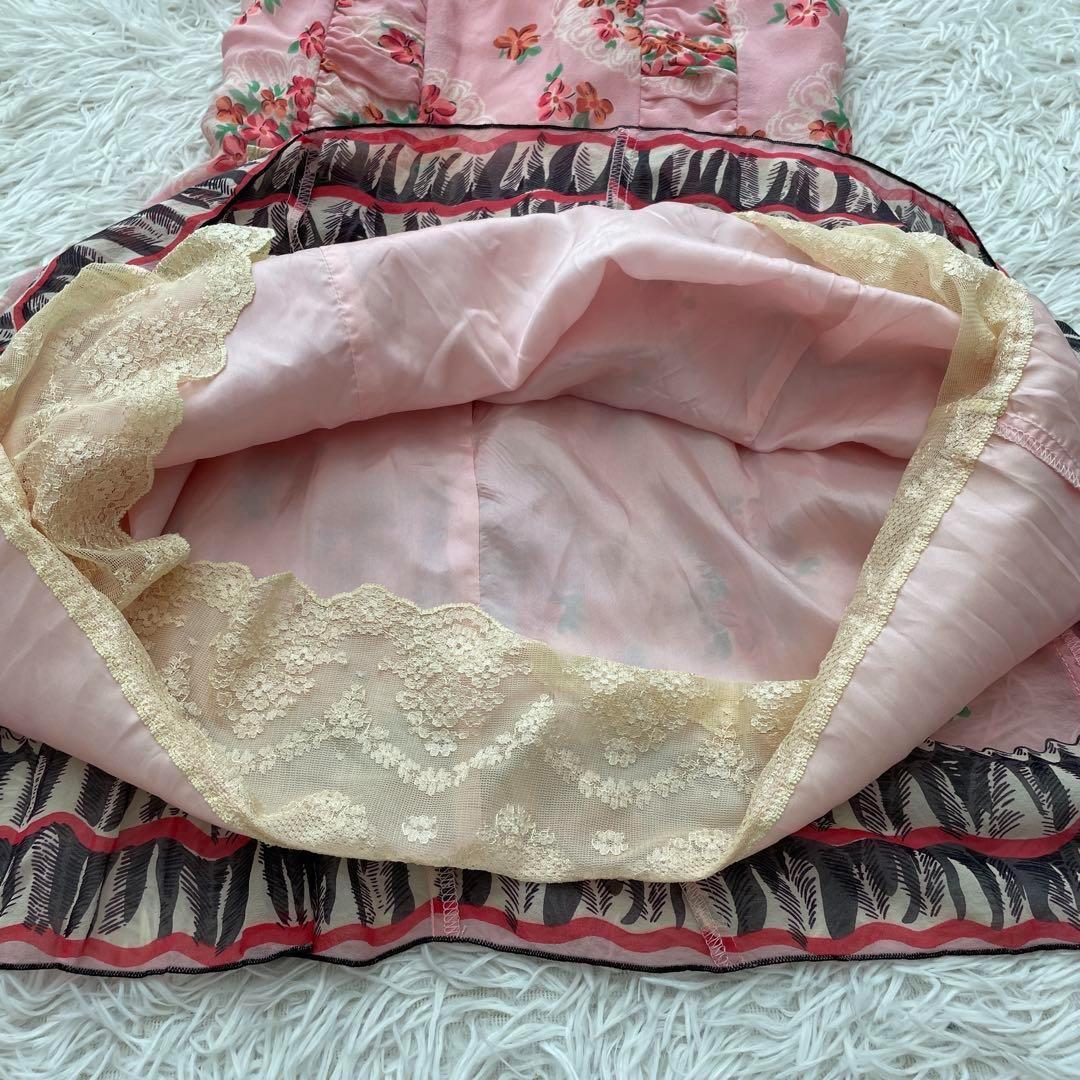 ANNASUI 姫ギャル　リボン　フリル　高級シルク100% ワンピース　y2k