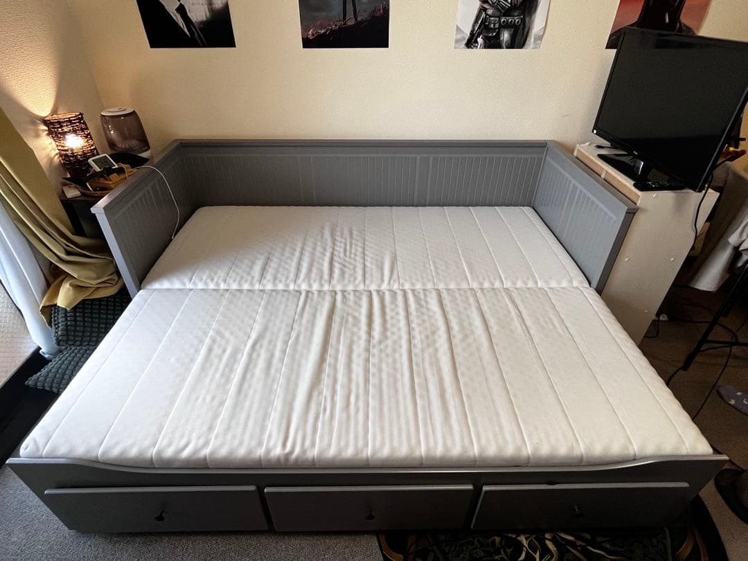 【美品】IKEA HEMNES ベッドフレーム+マットレス※引取は東大阪市