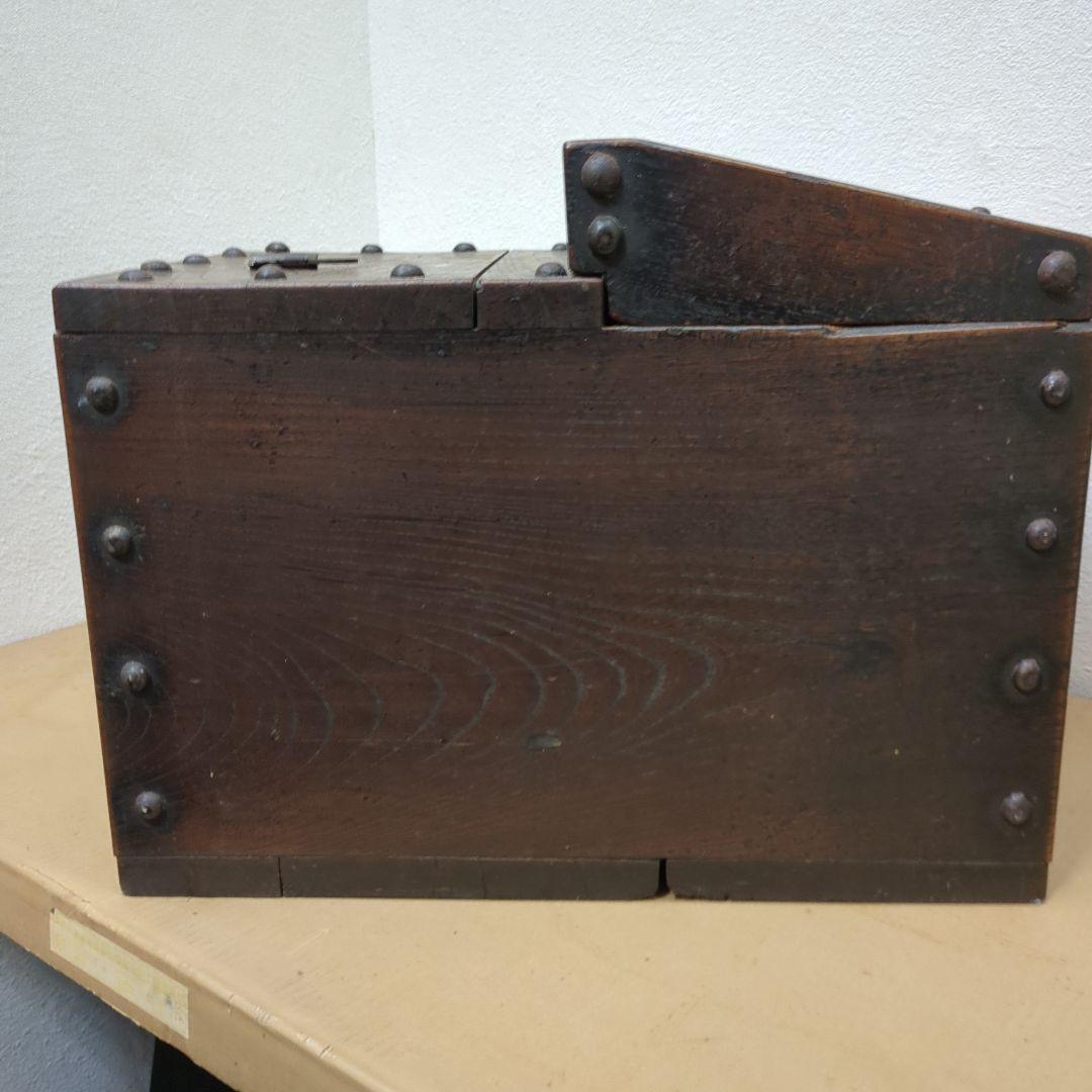 骨董　銭箱　鍵付き　木製　古民具　貯金箱　ぜにばこ　入れ物