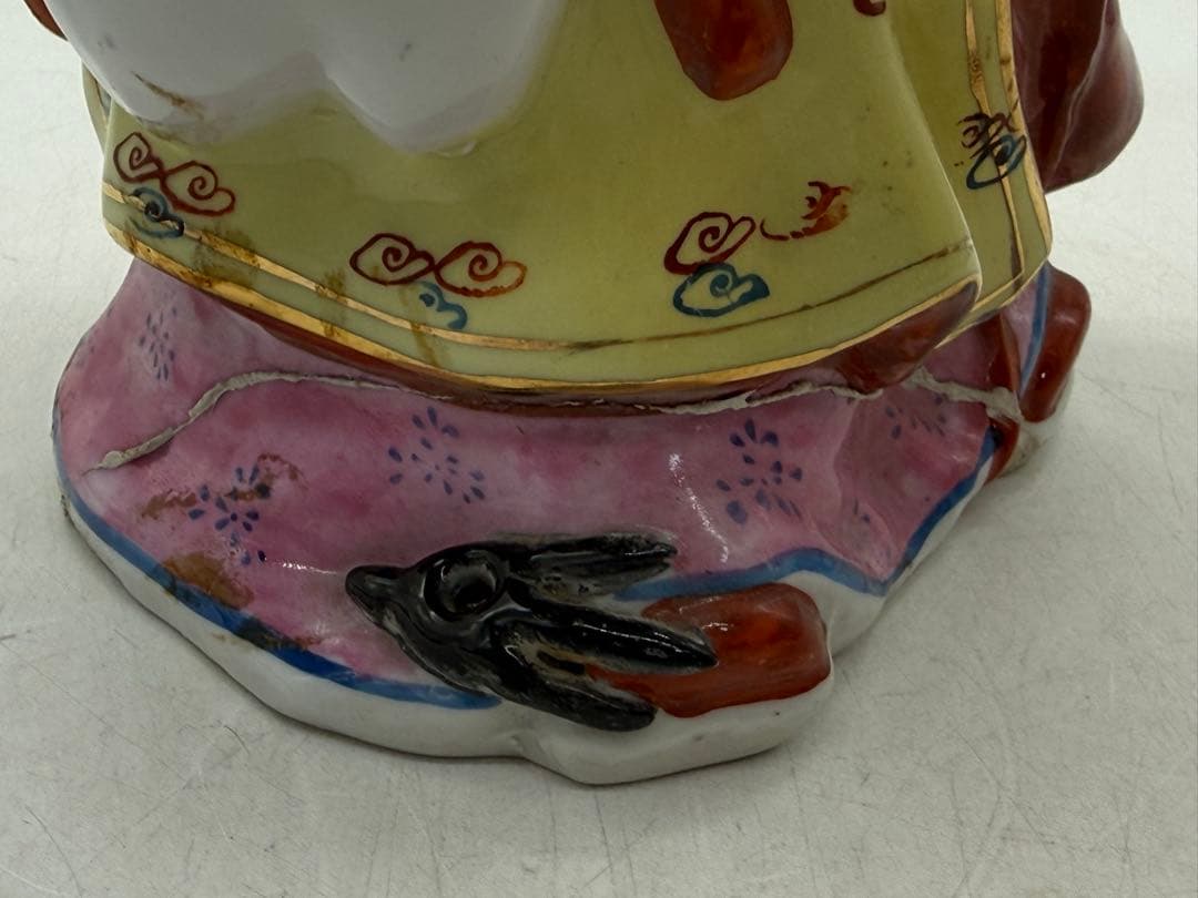 中国　景徳鎮製　色絵　禄星寿星像　送料込み251222