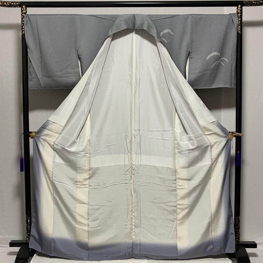 D182 訪問着　絞り　桜刺繍　流水　正絹　着物　袷　しつけ糸付き未使用極美品