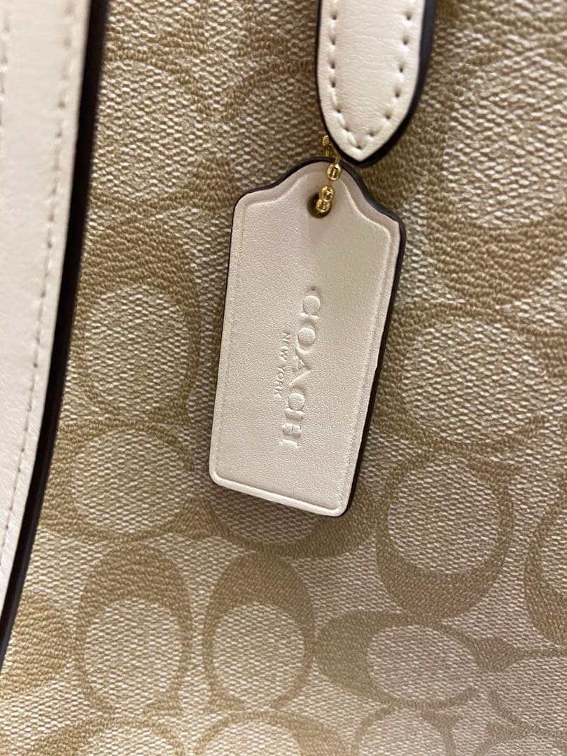 【美品】COACH トートバッグ シグネチャー ベージュ