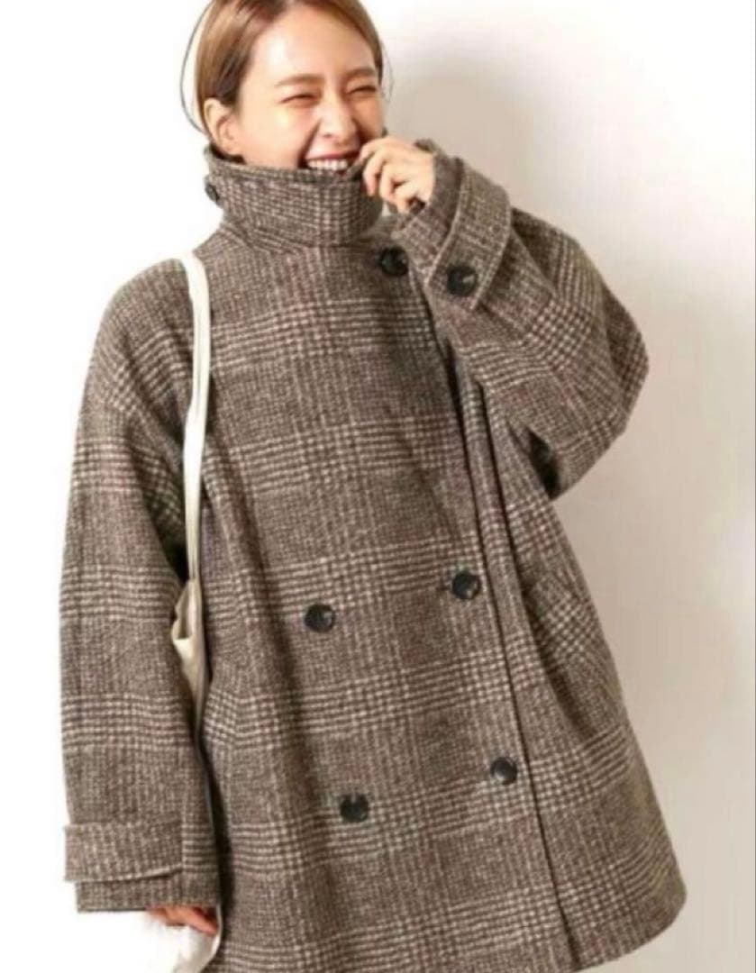 Spick & Span Wスライバーチェックハーフコート　36