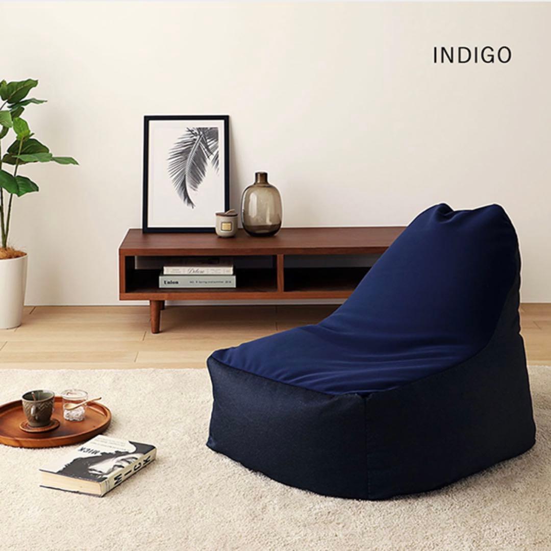 C 新品 ビーズソファ 単品 インディゴ ビーズクッション 1人掛け 座椅子