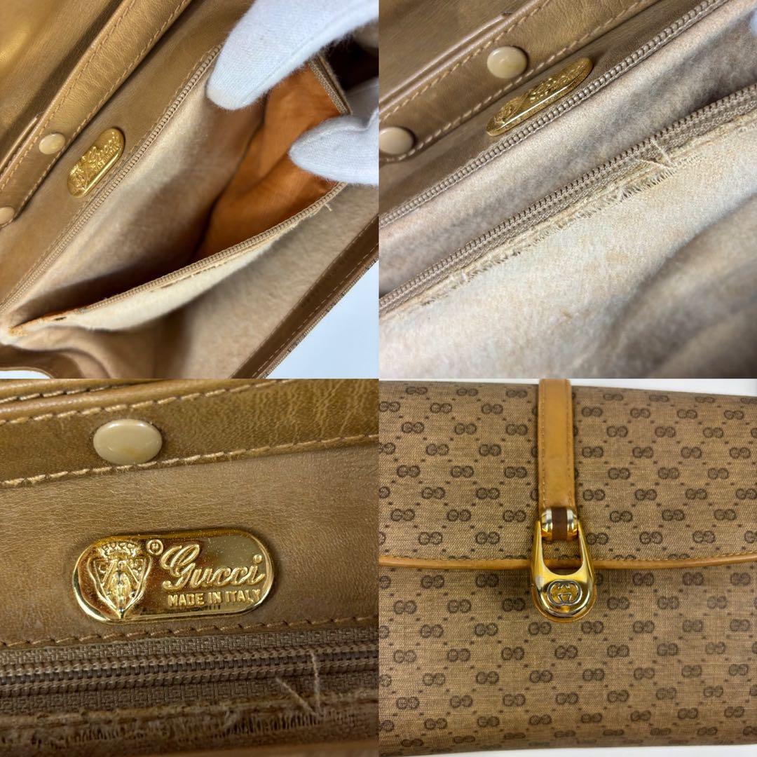 廃盤✨オールドGUCCI マイクロＧＧ　ゴールド ショルダー PVC ブラウン