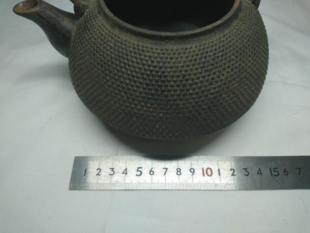 昭和レトロ 南部鉄瓶 梨地模様 錆あり ジャンク扱い 飾り用 古民具