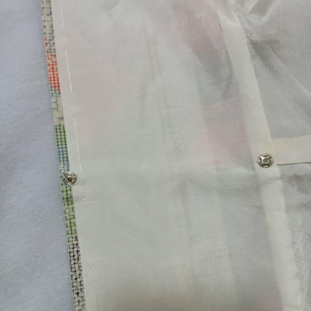 ほ*ん様 タ8879 未使用近い　美品　袷　紬　白紬　十日町紬系　小紋　正絹　フ