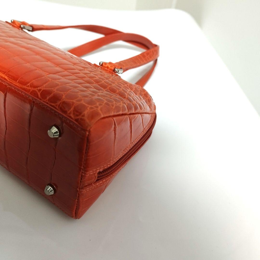 ほぼ未使用☆　JRA認定　シャイニー　クロコダイル　ハンドバッグ　ボストンバッグ