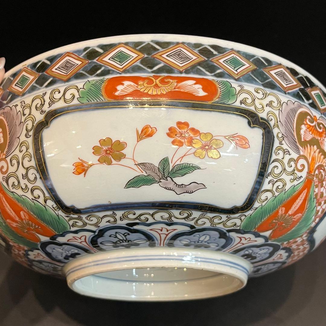 有田焼 古伊万里 冨貴長春 赤絵大鉢 兎 大丼 深鉢 江戸時代 古美術品 骨董品