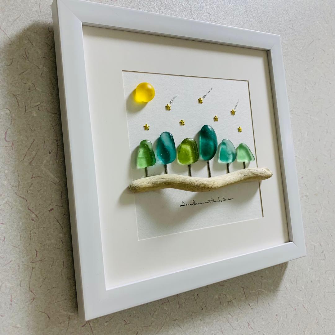 シーグラスアート インテリア雑貨 壁掛け 置物 北欧 観葉植物