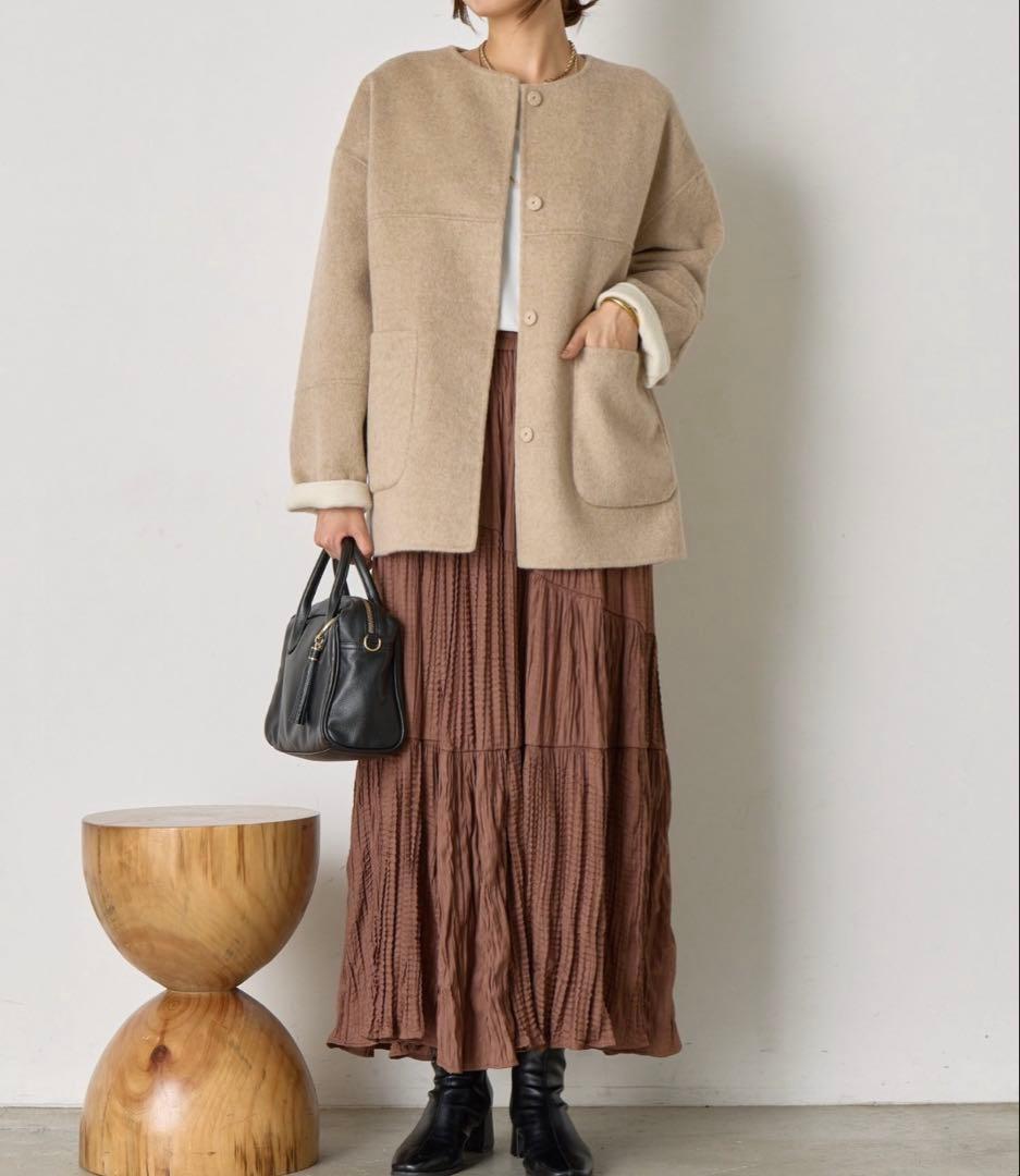 【新品未使用タグ付き】ジェナエスパスメルヴェイユ　リバーシブルコクーンジャケット