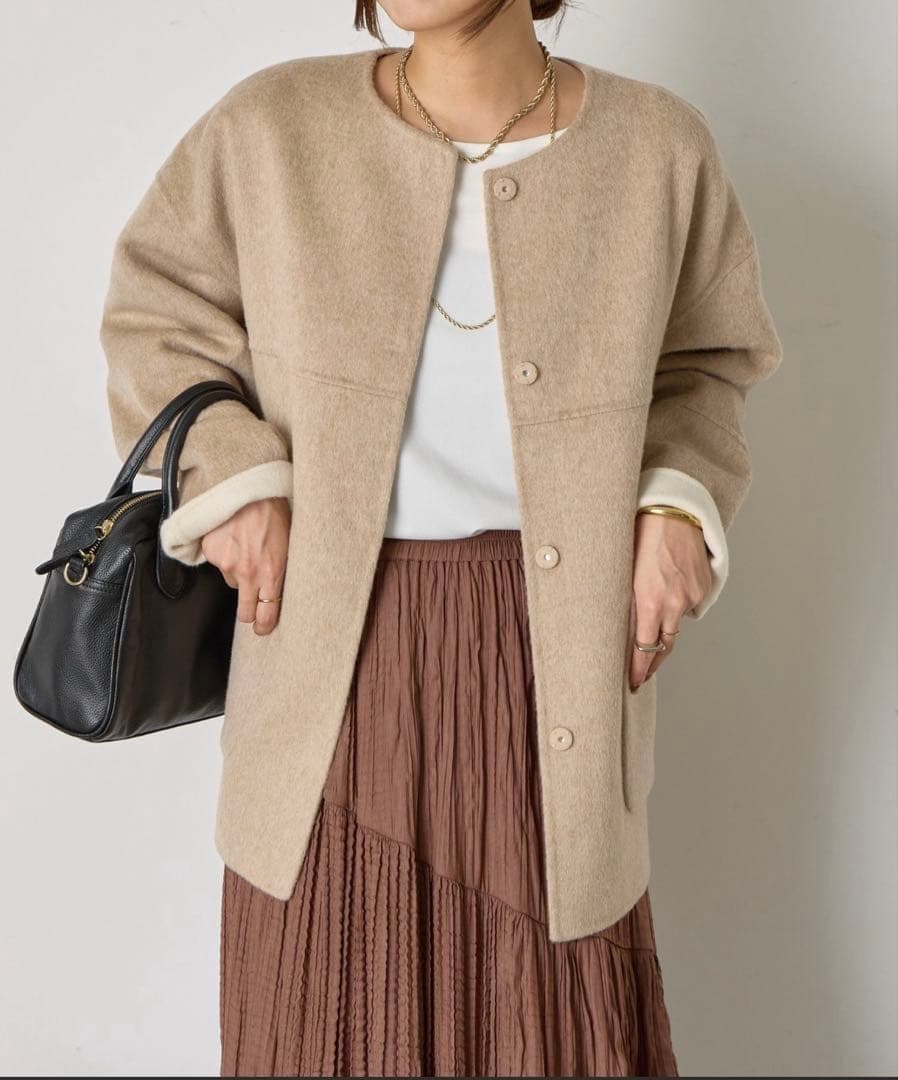 【新品未使用タグ付き】ジェナエスパスメルヴェイユ　リバーシブルコクーンジャケット