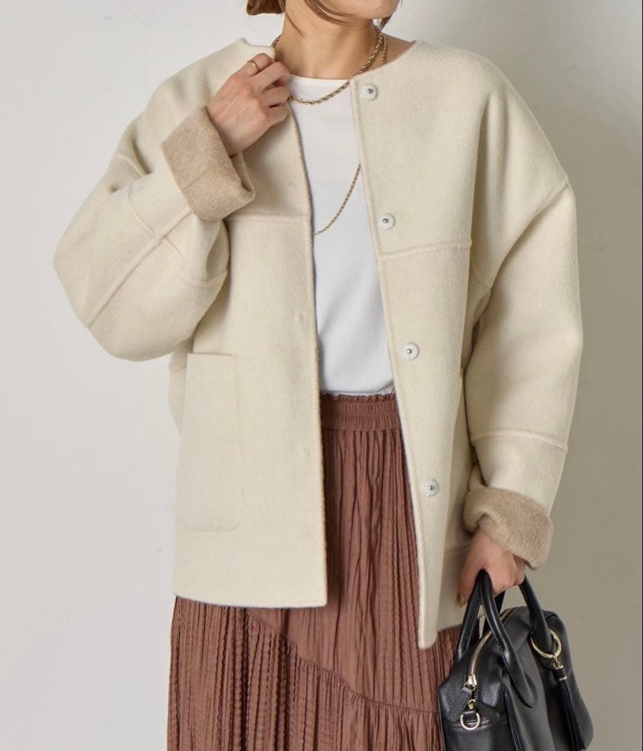 【新品未使用タグ付き】ジェナエスパスメルヴェイユ　リバーシブルコクーンジャケット