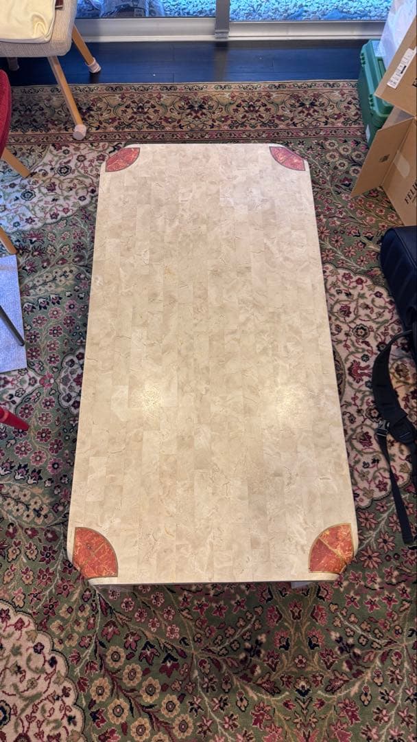 マーブル調ローテーブル