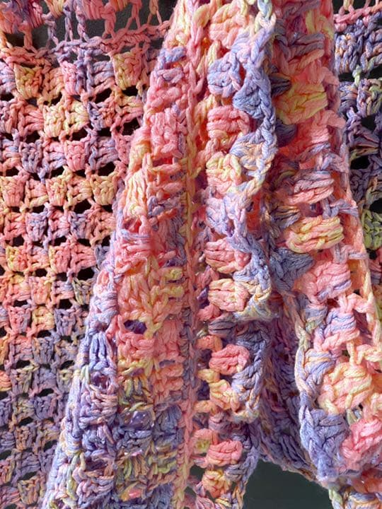 古着 ビンテージ 80s ピンク紫グラニー ブランケット キャンプ ラグ 美品