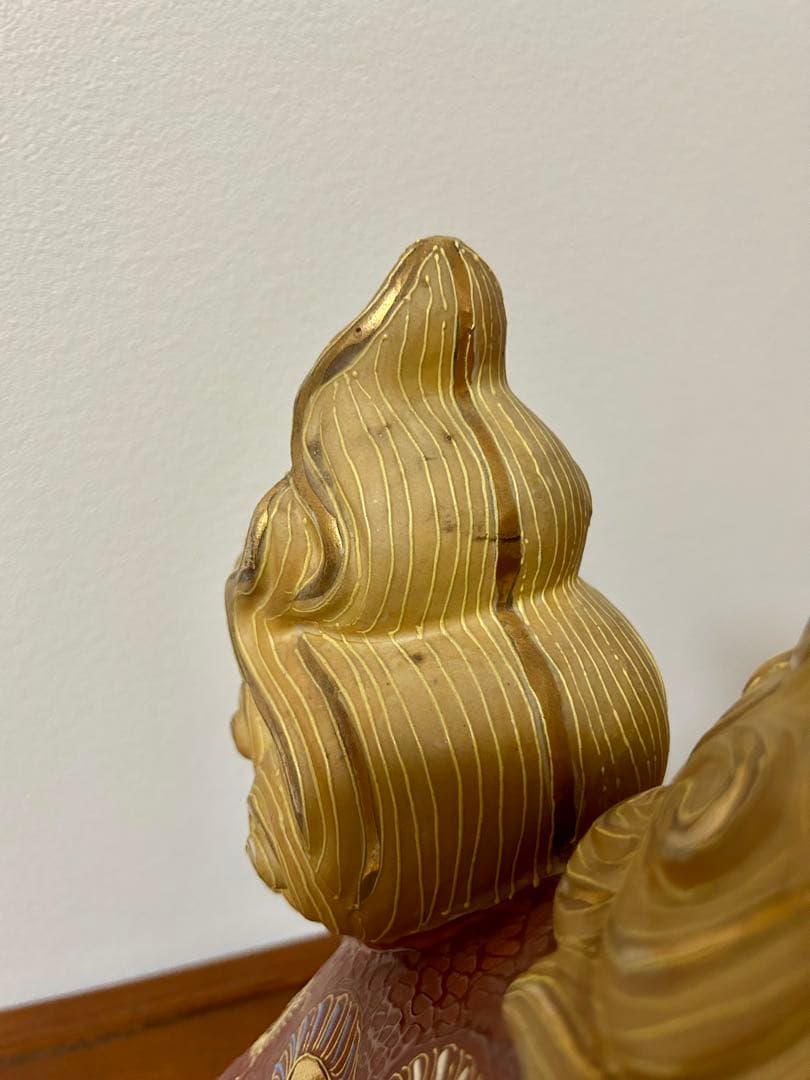 九谷焼　玉乗り獅子　魔除け　縁起物　金　赤