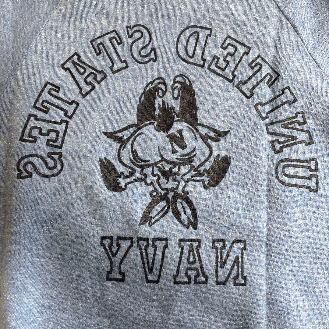 レア 70s SPORTSWEAR スウェット NAVY 両面3段プリント 美品