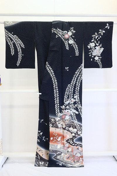 ★専用★美品 訪問着 辻が花 墨黒 袷 身丈166.0cm トールサイズ 正絹