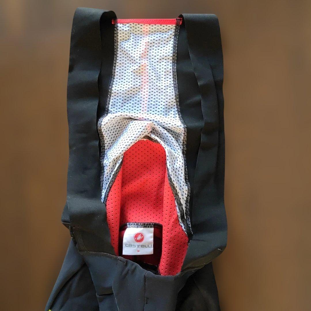 Castelli ビブタイツ ブラック/イエロー 裏起毛 防風 防寒