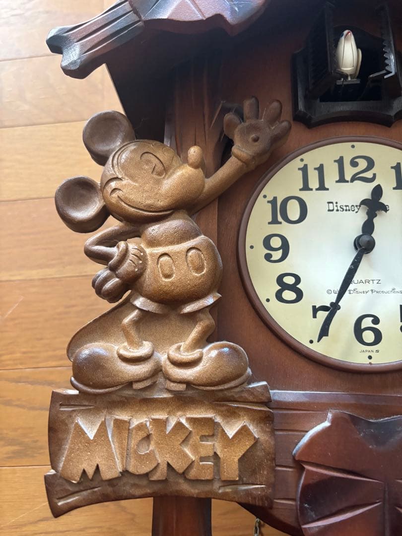 希少価値ディズニーミッキー ミニー 掛け時計鳩時計木製
