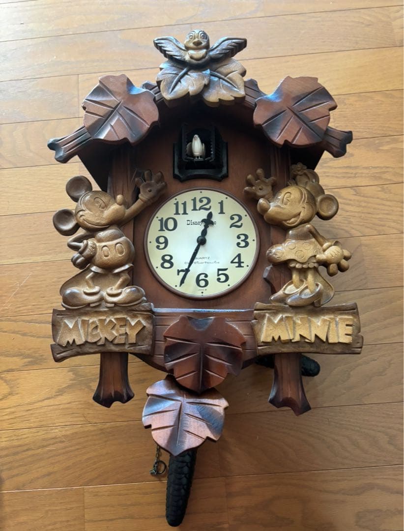 希少価値ディズニーミッキー ミニー 掛け時計鳩時計木製