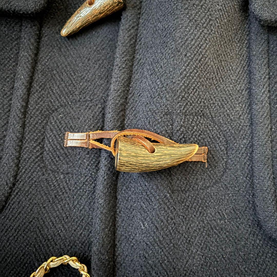 【MoorBrook製生地】ダッフルコート　ヘリンボーン　ネイビー　英国製　M