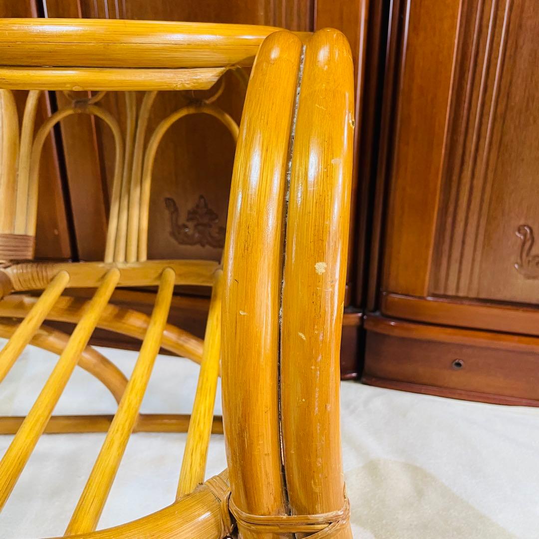 籐家具 サイドテーブル付き ラタンチェア レトロ