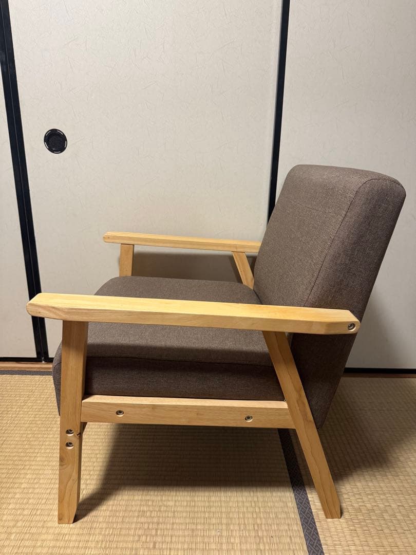 ファブリック 木肘ソファ 1P アームチェア　ローソファー1人掛け