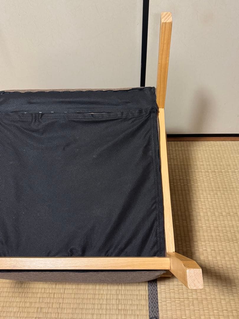 ファブリック 木肘ソファ 1P アームチェア　ローソファー1人掛け