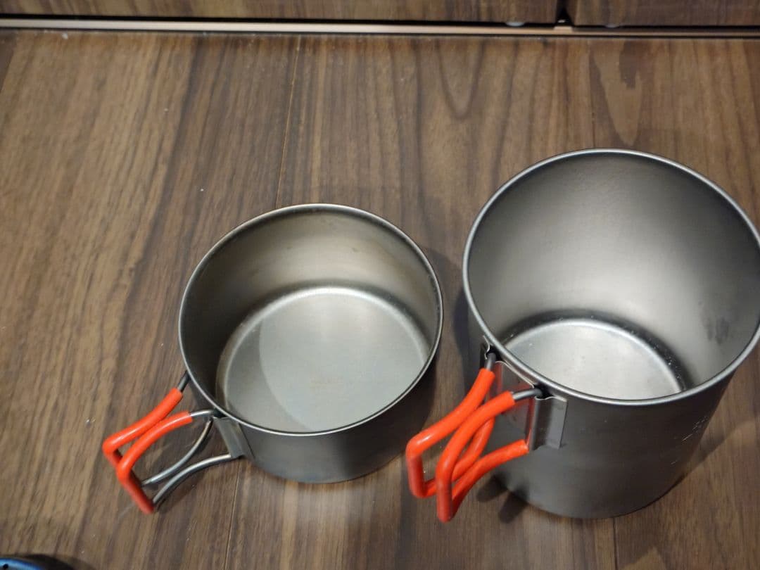 エバニューチタンカップ760と400、チタンポット900、アルストセット