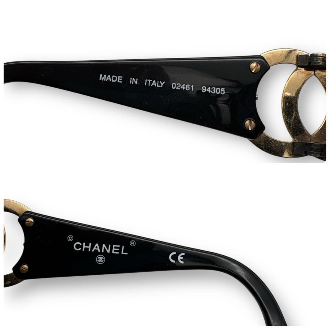 CHANEL sunglasses BLACK coco case gold ④