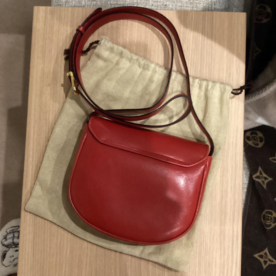 CELINE レザー ショルダーバッグ レッド