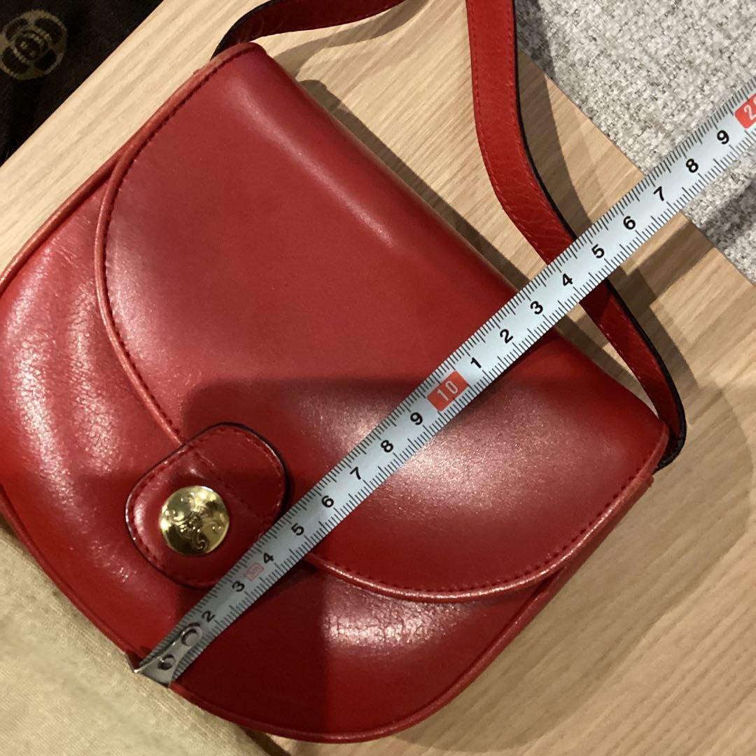 CELINE レザー ショルダーバッグ レッド