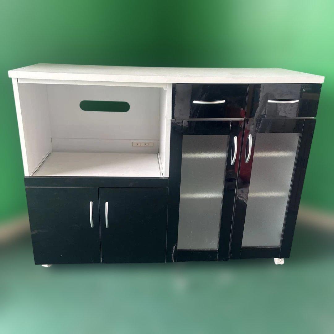 モカ モダン食器棚 ブラック＆ホワイト