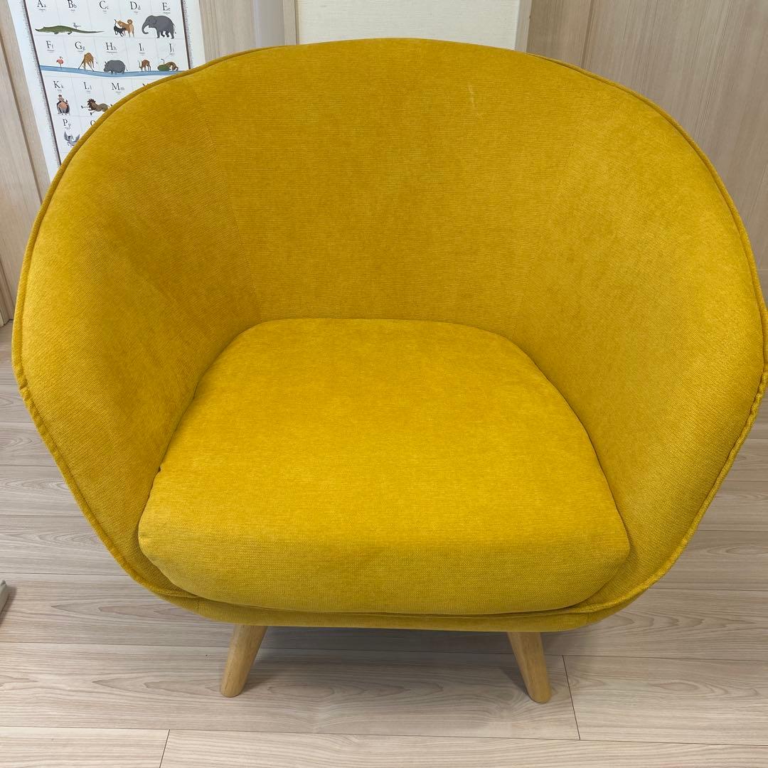 ニトリ nitori 1人用ファブリックワイドソファ 黄色イエロー