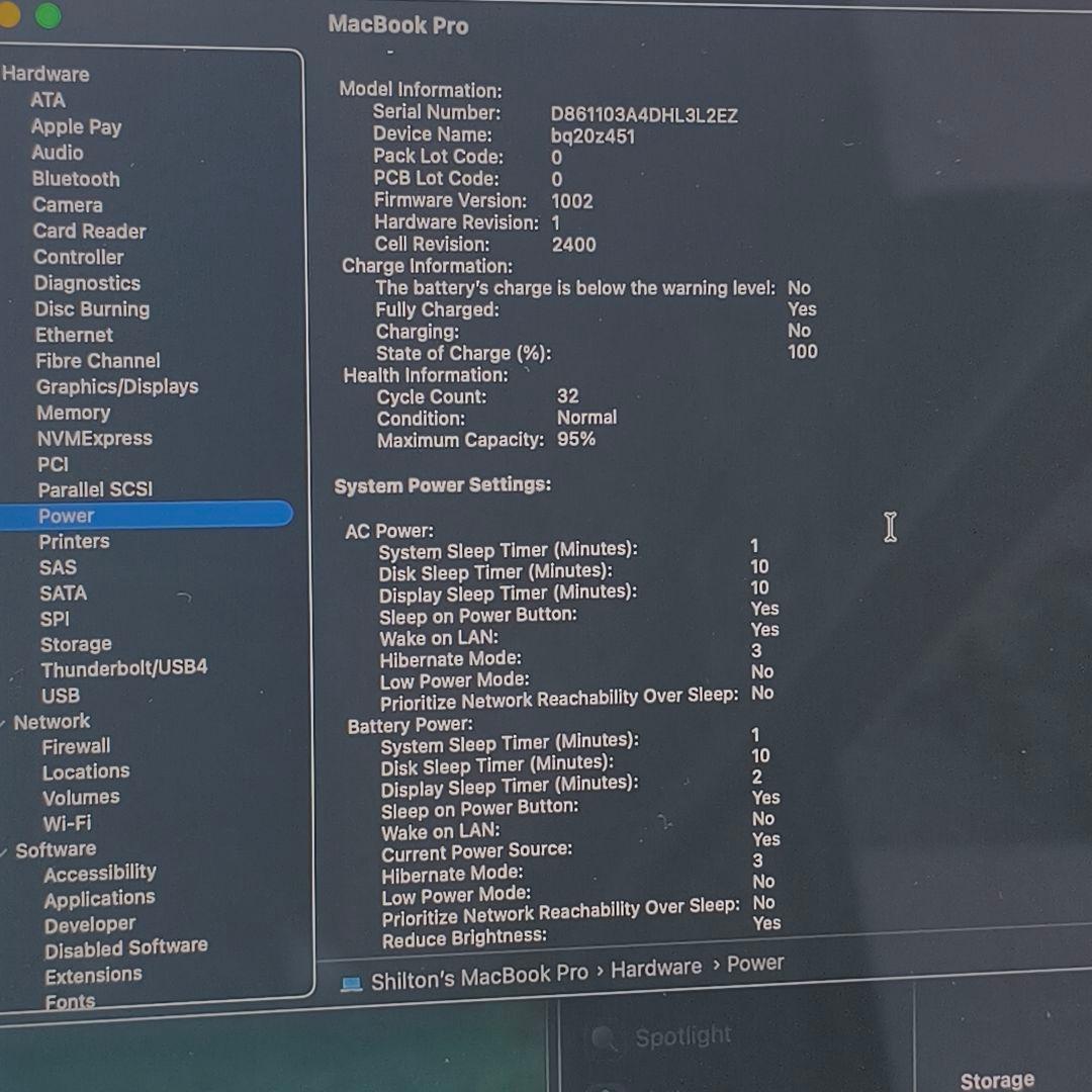 MacBook Pro 13インチ M1 2021 8GB 95% バッテリー