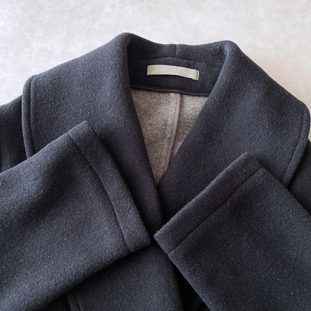 セオリーリュクス ダブルフェイス ウール ニットコート アウター 黒