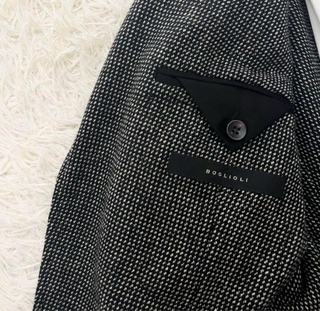 <美品> BOGLIOLI / HAMPTONモノトーン ツイードジャケット46