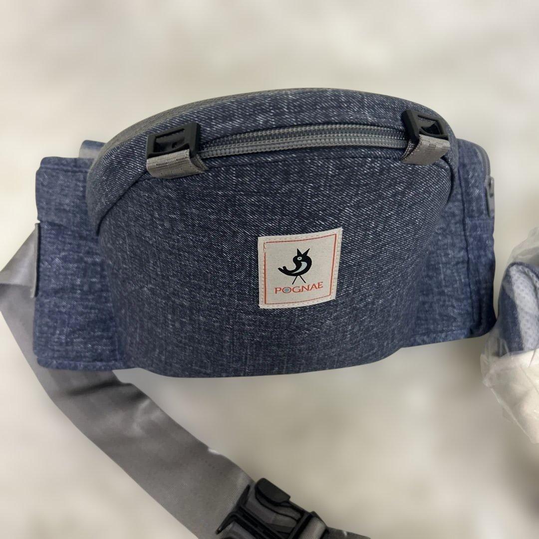 【未使用級】ミキハウス × ポグネー 抱っこ紐 デニム ヒップシート