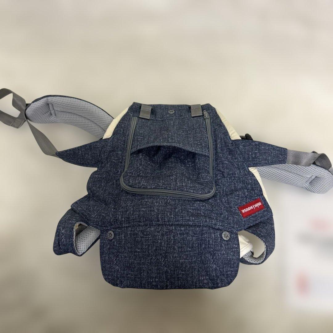 【未使用級】ミキハウス × ポグネー 抱っこ紐 デニム ヒップシート
