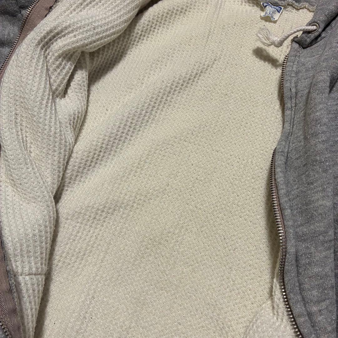 70S USA製 Healthknit 裏サーマル ジップスウェット XXL