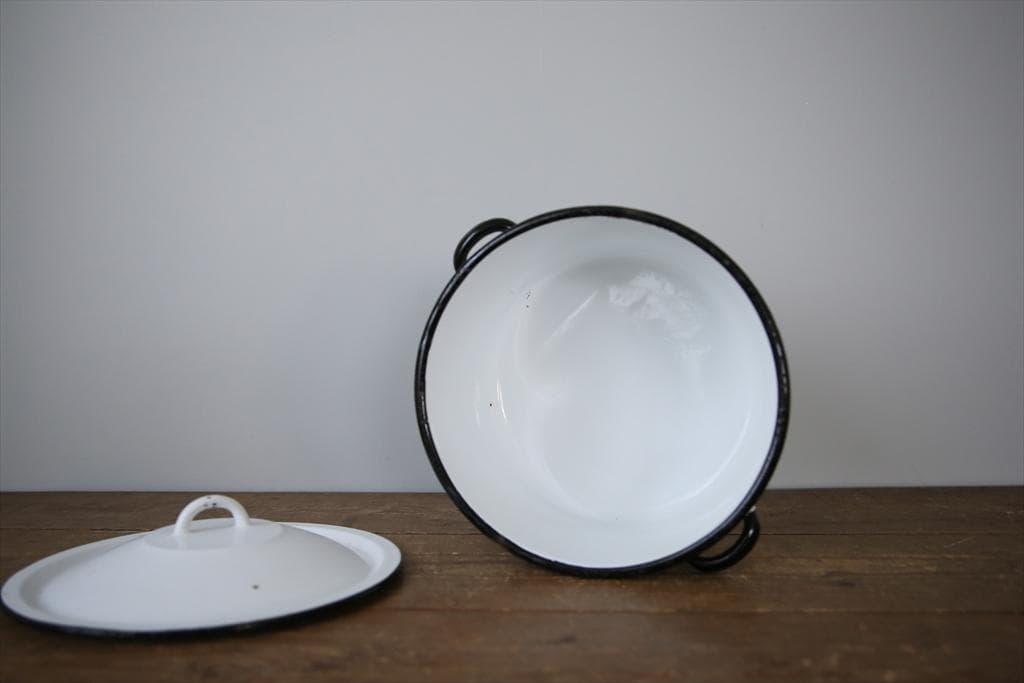 英国アンティーク琺瑯製ブレッド缶/ホーローキャニスター/米びつ(81-199-3